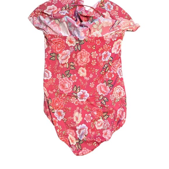 Time & Tru Off-Shoulder Floral Pink One-Piece Swimsuit Sz 2X Swimsuit - Picture 8 of 12